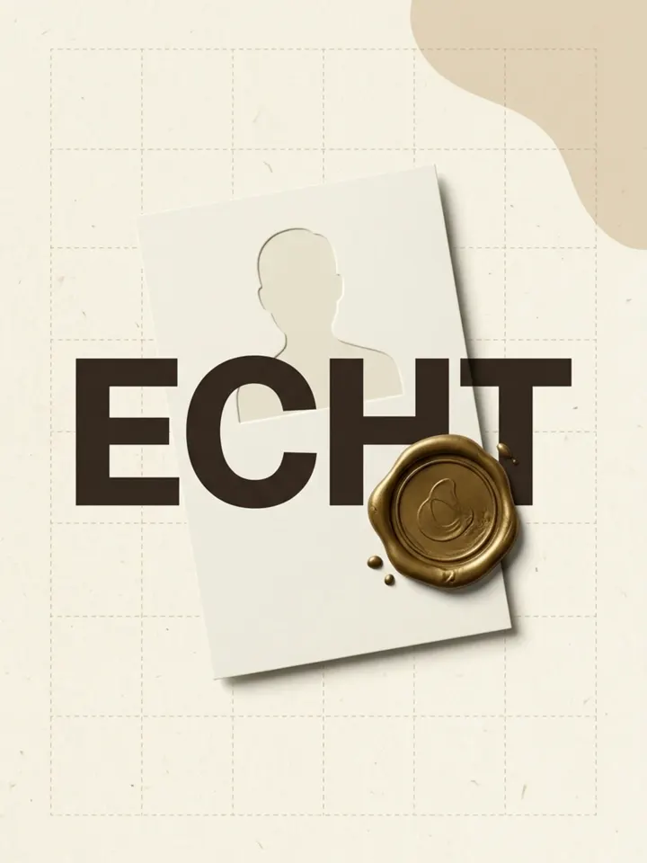 Ein goldenes Wachssiegel auf dem Wort Echt
